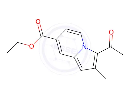 Chemical structure of Ethyl 3-acetyl-2-methylindolizine-7-carboxylate