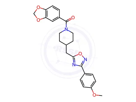 Chemical structure of 1-(1,3-benzodioxol-5-ylcarbonyl)-4-{[3-(4-methoxyphenyl)-1,2,4-oxadiazol-5-yl]methyl}piperidine