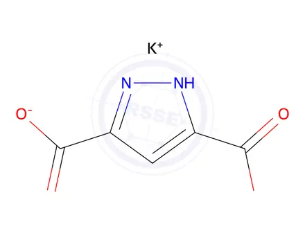Chemical structure of 1H-Pyrazole-3,5-dicarboxylic acid, monopotassium salt