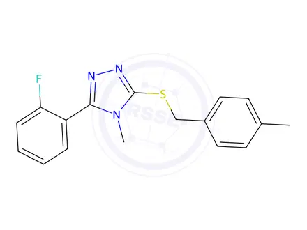 Chemical structure of 3-(2-Fluorophenyl)-4-methyl-5-((4-methylbenzyl)thio)-4H-1,2,4-triazole