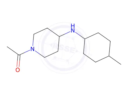 Chemical structure of 1-(4-{[(1r,4r)-4-Methylcyclohexyl]amino}piperidin-1-yl)ethan-1-one