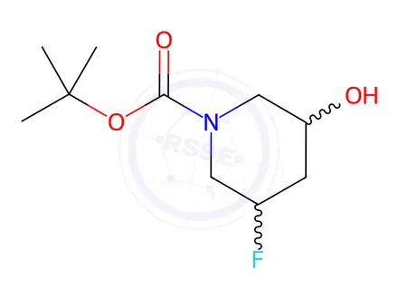 Chemical structure of 1,1-Dimethylethyl 3-fluoro-5-hydroxy-1-piperidinecarboxylate
