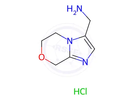 Chemical structure of (5,6-Dihydro-8H-imidazo[2,1-c][1,4]oxazin-3-yl)methanamine hydrochloride