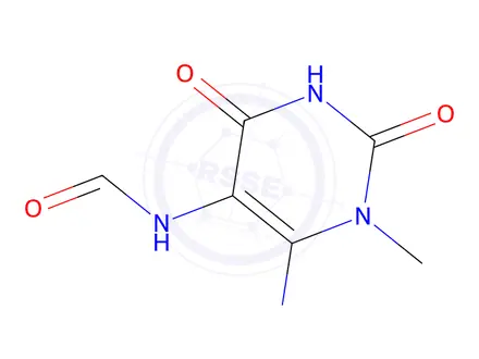 Chemical structure of N-(6-Amino-1,2,3,4-tetrahydro-1-methyl-2,4-dioxo-5-pyrimidinyl)formamide