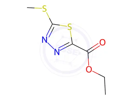 Chemical structure of Ethyl 5-(methylthio)-1,3,4-thiadiazole-2-carboxylate