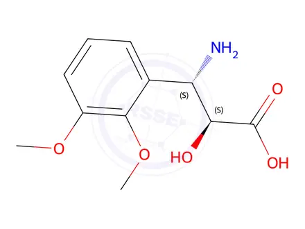 Chemical structure of (2S,3S)-3-amino-3-(2,3-dimethoxyphenyl)-2-hydroxypropanoic acid
