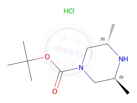 Chemical structure of tert-Butyl (3S,5S)-3,5-dimethylpiperazine-1-carboxylate hydrochloride
