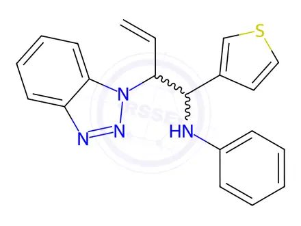 Chemical structure of N-(2-(1H-benzo[d][1,2,3]triazol-1-yl)-1-(thiophen-3-yl)but-3-en-1-yl)aniline