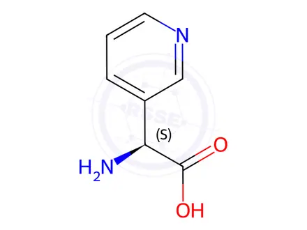 Chemical structure of (2S)-2-Amino-2-(pyridin-3-yl)acetic acid