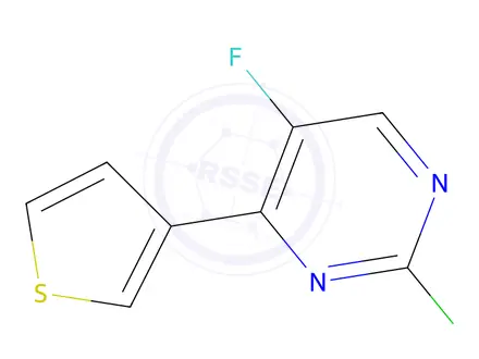 Chemical structure of 2-chloro-5-fluoro-4-(thiophen-3-yl)pyrimidine