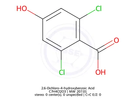 Chemical structure of 2,6-Dichloro-4-hydroxybenzoic Acid