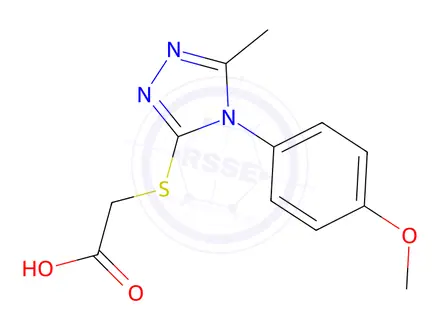 Chemical structure of 2-{[4-(4-Methoxyphenyl)-5-methyl-4H-1,2,4-triazol-3-yl]sulfanyl}acetic Acid