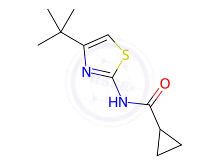 Chemical structure of N-(4-(tert-butyl)thiazol-2-yl)cyclopropanecarboxamide