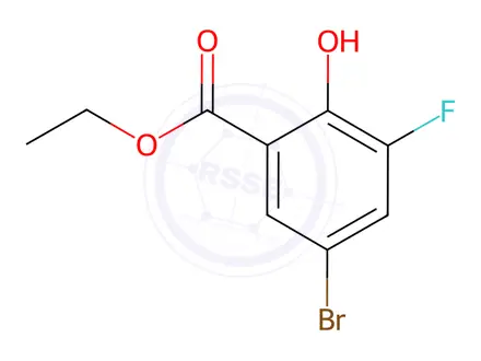 Chemical structure of Benzoic acid, 5-bromo-3-fluoro-2-hydroxy-, ethyl ester