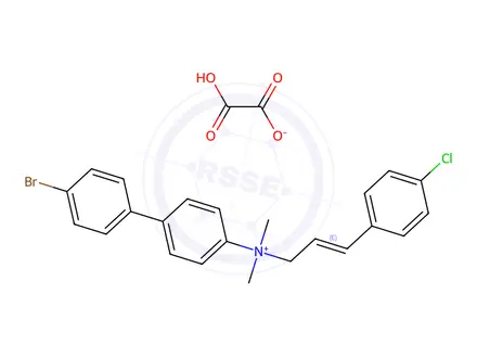 Chemical structure of (E)-gamma-(4'-bromo[1,1'-biphenyl]-4-yl)-4-chlorocinnamyl]dimethylammonium hydrogen oxalate