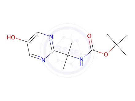 Chemical structure of tert-Butyl (2-(5-hydroxypyrimidin-2-yl)propan-2-yl)carbamate