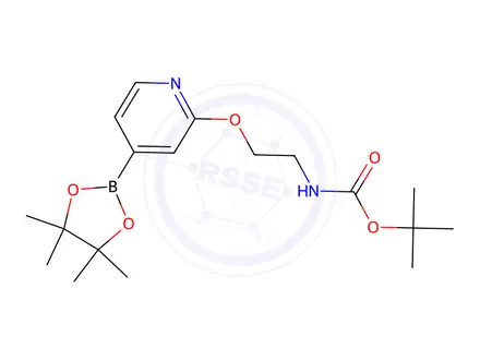 Chemical structure of tert-Butyl (2-((4-(4,4,5,5-tetramethyl-1,3,2-dioxaborolan-2-yl)pyridin-2-yl)oxy)ethyl)carbamate