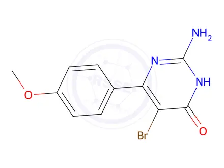 Chemical structure of 2-amino-5-bromo-6-(4-methoxyphenyl)pyrimidin-4(3h)-one