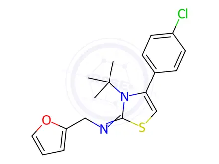 Chemical structure of N-[(2Z)-3-tert-Butyl-4-(4-chlorophenyl)-2,3-dihydro-1,3-thiazol-2-ylidene]-1-(furan-2-yl)methanamine