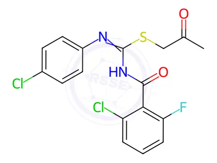 Chemical structure of 2-Oxopropyl (Z)-N-(2-chloro-6-fluorobenzoyl)-N'-(4-chlorophenyl)carbamimidothioate