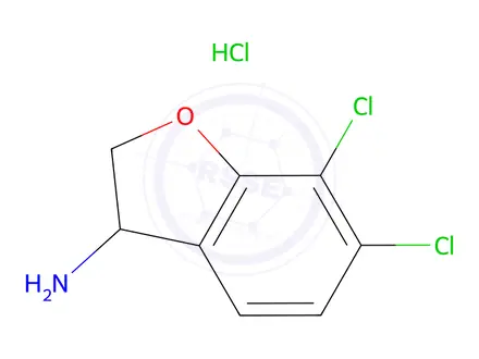 Chemical structure of 6,7-dichloro-2,3-dihydro-1-benzofuran-3-amine hydrochloride