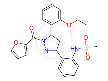 Chemical structure of N-(2-(5-(2-Ethoxyphenyl)-1-(furan-2-carbonyl)-4,5-dihydro-1H-pyrazol-3-yl)phenyl)methanesulfonamide