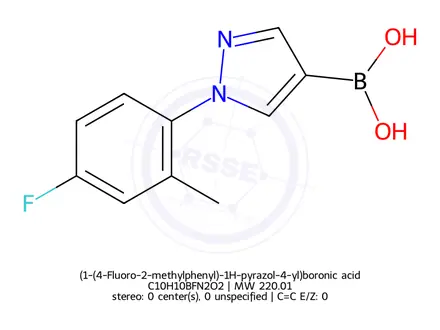 Chemical structure of (1-(4-Fluoro-2-methylphenyl)-1H-pyrazol-4-yl)boronic acid