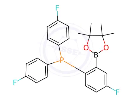 Chemical structure of (4-fluoro-2-(4,4,5,5-tetramethyl-1,3,2-dioxaborolan-2-yl)phenyl)bis(4-fluorophenyl)phosphane