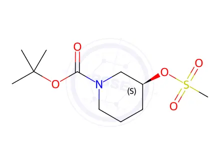 Chemical structure of (S)-tert-butyl 3-((methylsulfonyl)oxy)piperidine-1-carboxylate