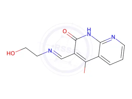 Chemical structure of 1,8-Naphthyridin-2(1H)-one,4-hydroxy-3-[[(2-hydroxyethyl)imino]methyl]-(9CI)