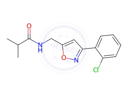 Chemical structure of N-{[3-(2-chlorophenyl)-1,2-oxazol-5-yl]methyl}-2-methylpropanamide