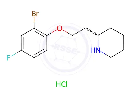 Chemical structure of 2-[2-(2-Bromo-4-fluorophenoxy)ethyl]piperidine hydrochloride