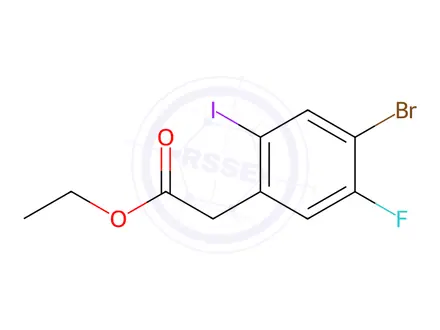 Chemical structure of Ethyl 4-bromo-5-fluoro-2-iodobenzeneacetate