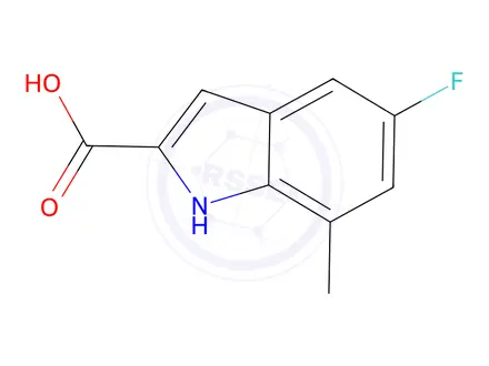 Chemical structure of 1H-Indole-2-carboxylic acid, 5-fluoro-7-methyl-