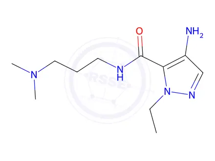 Chemical structure of 4-Amino-N-(3-(dimethylamino)propyl)-1-ethyl-1H-pyrazole-5-carboxamide