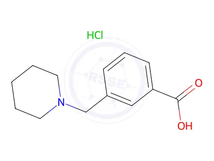 Chemical structure of 3-[(piperidin-1-yl)methyl]benzoic acid hydrochloride