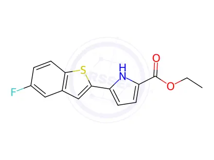 Chemical structure of Ethyl 5-(5-fluorobenzo[b]thiophen-2-yl)-1H-pyrrole-2-carboxylate