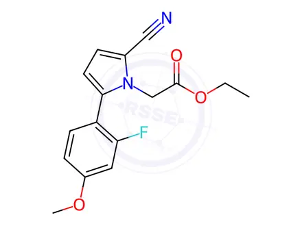 Chemical structure of ethyl 2-(2-cyano-5-(2-fluoro-4-methoxyphenyl)-1H-pyrrol-1-yl)acetate