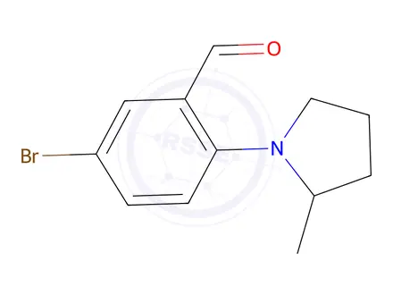 Chemical structure of 5-Bromo-2-(2-methylpyrrolidin-1-yl)benzaldehyde