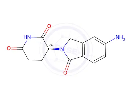 Chemical structure of (3S)-3-(5-amino-1-oxo-isoindolin-2-yl)piperidine-2,6-dione