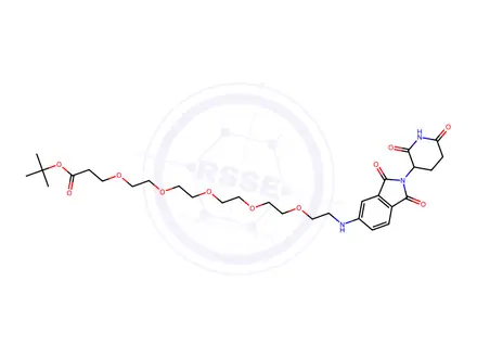 Chemical structure of tert-Butyl 1-((2-(2,6-dioxopiperidin-3-yl)-1,3-dioxoisoindolin-5-yl)amino)-3,6,9,12,15-pentaoxaoctadecan-18-oate