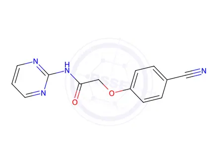 Chemical structure of 2-(4-cyanophenoxy)-N-(pyrimidin-2-yl)acetamide