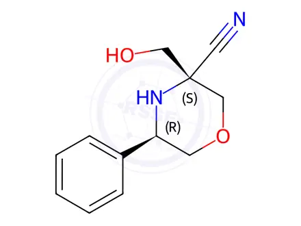Chemical structure of rac-(3R,5S)-3-(Hydroxymethyl)-5-phenylmorpholine-3-carbonitrile