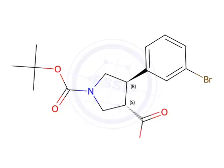Chemical structure of Boc-trans-DL-β-Pro-4-(3-bromophenyl)-OH