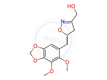Chemical structure of (5-((6,7-Dimethoxybenzo[d][1,3]dioxol-5-yl)methyl)-4,5-dihydroisoxazol-3-yl)methanol