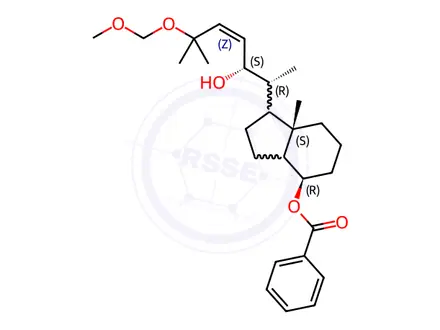 Chemical structure of Benzoic acid 1S-(2S-hydroxy-5-methoxymethoxy-1S,5-dimethyl-hex-3-enyl)-7R-methyl-octahydro-inden-4-ylester
