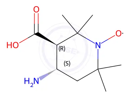 Chemical structure of (3S,4S)-4-Amino-1-oxyl-2,2,6,6-(3R,4R)-tetramethylpiperidine-3-carboxylic Acid