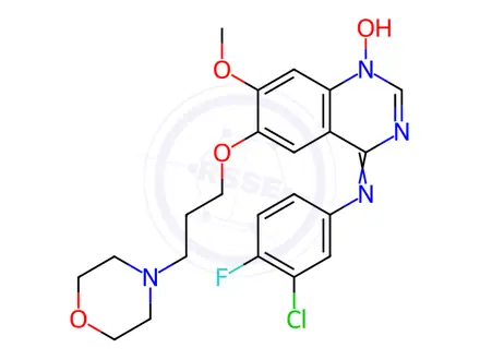 Chemical structure of 4-((3-chloro-4-fluorophenyl)amino)-7-methoxy-6-(3-morpholinopropoxy)quinazoline 1-oxide