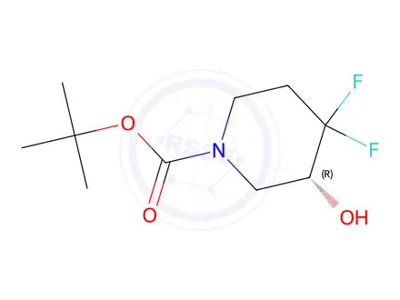 Chemical structure of tert-butyl (3R)-4,4-difluoro-3-hydroxy-piperidine-1-carboxylate