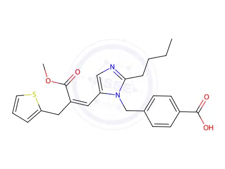 Chemical structure of 4-[2-BUTYL-5-(2-METHOXYCARBONYL-3-THIOPHEN-2-YL-PROPENYL)-IMIDAZOL-1-YLMETHYL]-BENZOIC ACID